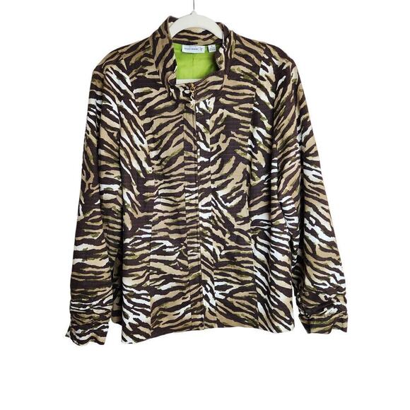 Susan Graver Jackets & Blazers - Susan Graver Animal Print Jacket Sz 1X Ruched sleeves full zip lined classic